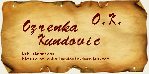 Ozrenka Kundović vizit kartica